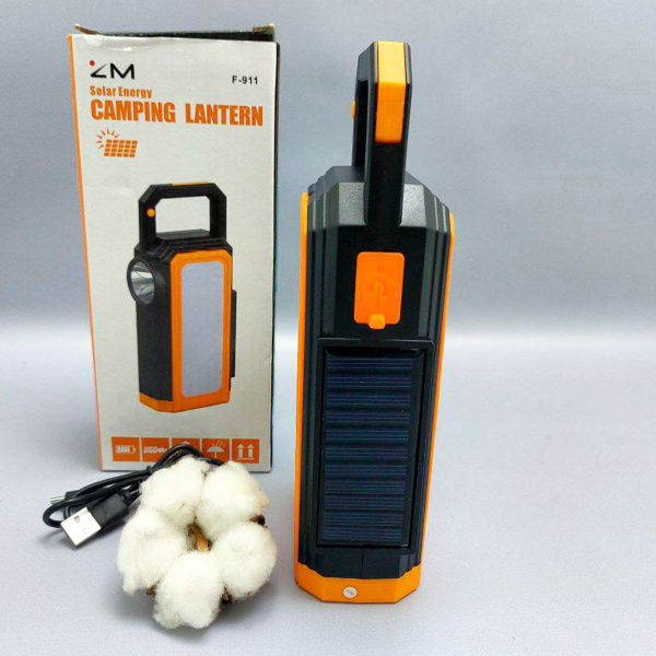Многофункциональный кемпинговый фонарь – светильник Solar energy camping lantern F-911 (зарядка USB+солнечная батарея, 6 режимов работы, режим Powerbank)